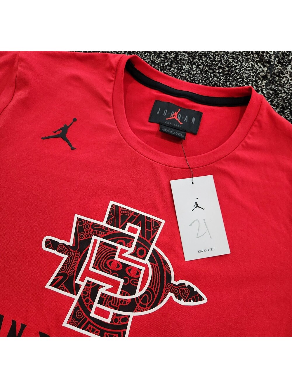 New San Diego State Aztecs NCAA Jordan Red Poly Jersey T-Shirt Men's LARGE